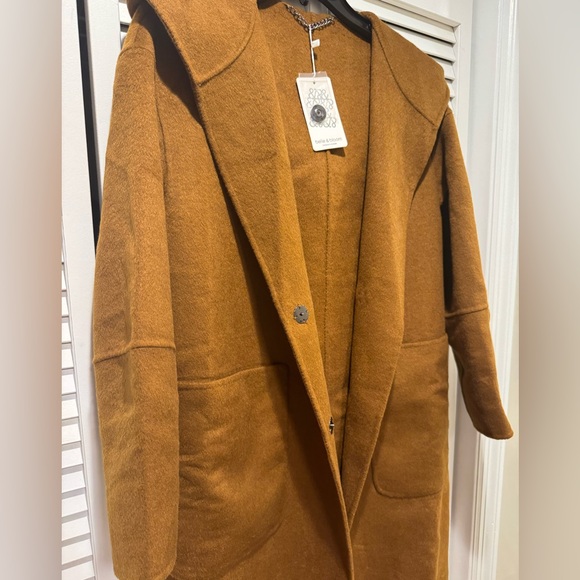 Walk This Way Wool Blend Oversized Coat - dark camel size S NWT Belle & Bloom - Picture 11 of 13